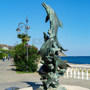 Sculpture moderne d'extérieur-Statue décorative en forme d'animal marin-Bronze-Deux dauphins-Décoration <span class=keywords><strong>de</strong></span> jardin - Product Image 5