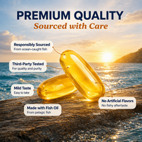Capsules d'huile de poisson Mega-3 avec EPA et DHA, huile de poisson pour soutenir le cœur, le cerveau et les articulations, suppléments d'huile de poisson brute en gélules souples, OEM, étiquette privée
