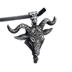 Yunnique – collier avec pendentif en acier inoxydable pour hommes, motif Animal Satan Ram Evil Eye, accessoire de mode rétro, bijoux Hip Hop - Product Image 5
