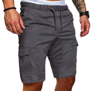 Shorts cargo décontractés pour homme, taille mi-haute, en tissu peigné respirant, avec motif uni et logo frontal - Product Image 4