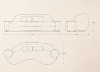 Canapé modulaire incurvé en tissu de style italien, design luxueux et léger, en éponge, pour petits appartements, salons de beauté, moderne