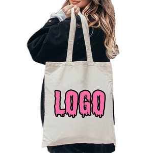 Sac fourre-tout en toile de coton personnalisé de haute qualité avec logo imprimé, grand sac de shopping uni et tendance pour femmes, vente en gros - Product Image 1