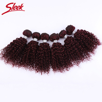 Extensions de cheveux humains brésiliens bouclés crépus 6 pièces 99J Jerry Curly pour femme, 100% cheveux Remy, tissage à double trame
