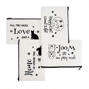 Custom Pattern Logo Zipper Toiletry Pen Case Eco-Friendly Travel Cotton Canvas Cosmetic Makeup Bags Fashionable Cartoon Style - Product Image 5