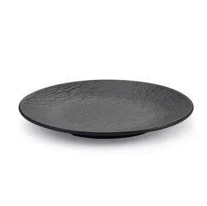 Low MOQ High Quality Melamine Black Matte 6 Inch Side Plate Plastic Plates For Wholesale