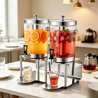 Distributeur de jus en acier inoxydable FLEY avec réservoir couvert, robinet et support surélevé pour hôtel, buffet, restaurant, service de traiteur