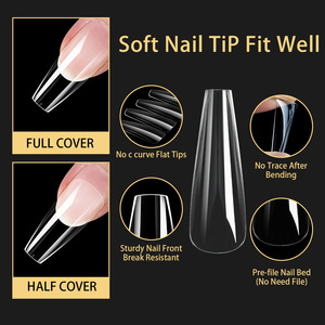 Pointes d'ongles en gel carrées souples de haute qualité, 140 unités/boîte, vente en gros, faux ongles à presser style French Manucure - Product Image 2