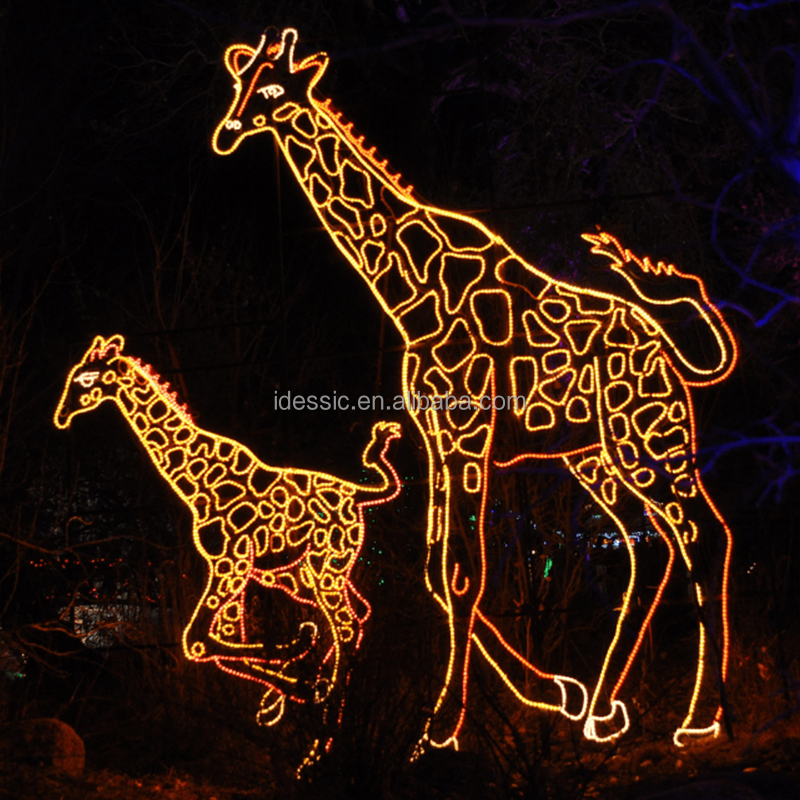 grande girafe éclairée 2d animal géant silhouette éclairage pour