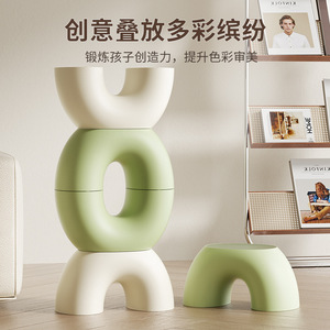 Rainbow Stool Plastic Round Thickened Non Slip Coffee Table For Home Living Room Bathroom Toilet Kids Use - Product Image 5