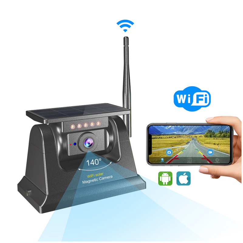 Magnetische Zonne-Energie Dash Cam Beveiliging Back-Up Systeem Waterdichte Draadloze Wifi Zonne-Energie Auto Camera Voor Auto Truck Rv Trailer