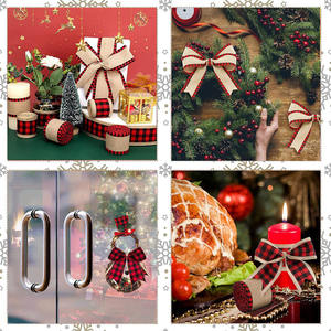 Usine Directe Polyester Ruban De Noël Imitation Chanvre Treillis Tissé <span class=keywords><strong>Lin</strong></span> Emballage 6.5cm 50 Yards <span class=keywords><strong>Bobine</strong></span> avec Arc - Product Image 4