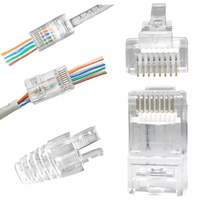 Connecteur réseau transparent/couleur Cat6/Cat6a/Cat5e, tête cristalline, traversée de trou, fiche modulaire RJ45 UTP/FTP/SFTP 8P8C