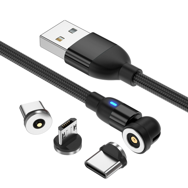 540 Rotating Charger Cable USB Magnetic Charging Cable 3 in 1 USB Phone Cable for Phone