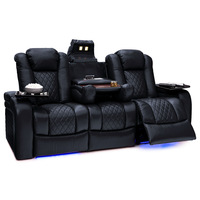 Ensemble de canapés inclinables électriques modernes de luxe en cuir blanc avec télécommande, fonction extensible et structure en bois pour cinéma maison VIP