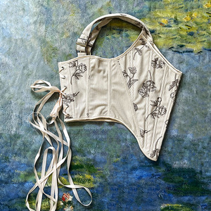 Corsé de malla sexy con bordado de encaje floral y varillas para mujer, top corsé de lino personalizado al por mayor de fábrica - Product Image 5
