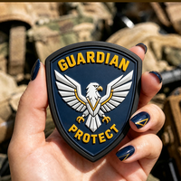 Patch en PVC en forme de bouclier 3D en gros, patch auto-agrippant pour sac à dos d'extérieur, patch en caoutchouc souple 3D gaufré avec LOGO personnalisé, aigle