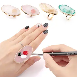 Paleta de uñas de piedra de resina, anillo para dedos, puntas de uñas postizas, dibujo, mezcla de colores, herramienta de Gel para manicura DIY, barato, nueva