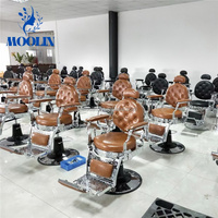 Fauteuil de Barbier Professionnel MOOLIN en Cuir Premium, Portable et Robuste, Hydraulique Noir et Or, pour Salon et Hôpital