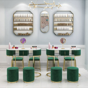 Japanese Style Marble <b>Nail</b> Art <b>Table</b> Chair Double-Layer Wrought Iron Single Double <b>Tables</b> Internet Popular Design <b>Nail</b> Art Shops - Product Image 1