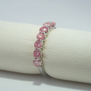 Bague en diamant Starsgem, bijoux fins, diamant synthétique, alliance de mariage, sept princesses, or 10 carats, bande de diamants roses cultivés en laboratoire - Product Image 2