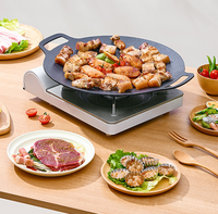Poêle à barbecue en aluminium de haute qualité avec logo personnalisé, poêle à barbecue coréen