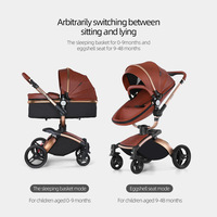 Poussette pour bébé Design à haute vue bidirectionnel Rotation à 360 degrés Peut s'asseoir Couché Pliable Absorbant les chocs Coquille d'oeuf Oxford