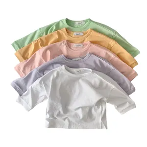 T-shirt pour bébé coréen, vêtements d'automne, chemise à bascule douce et basique, pour fille et garçon, 2022