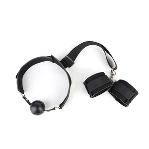 Black Webbing Hand And Neck <b>Restraint</b> With D Rings For Sexual <b>Bondage</b> Adult Use - Product Image 3
