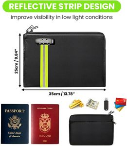 Feuerfeste und wasserdichte Dokumenten- und Geldtasche mit Reißverschluss und Schloss für Bargeld, Mobiltelefone, Schlüssel und Kreditkarten - Product Image 6