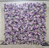 NINI Mur floral artificiel imperméable fait main en soie réaliste 5D Rose Violet, couleurs personnalisées, respectueux de l'environnement, pour mariage