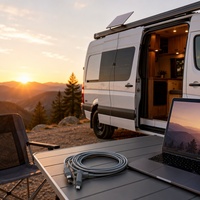 Tuochi Starlink Terminal USB-C Stromkabel 5M Gerade + 90° Winkel 24AWG FTP Wasserdicht TPE Grau OEM Anpassbar Gen 2
