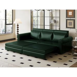 Canapé-lit <span class=keywords><strong>convertible</strong></span> Chesterfield King de 93,7 pouces, facile à assembler, avec cadre en métal robuste, vert - Product Image 3