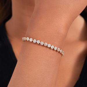 Pulsera romántica de tenis para mujer, chapado en oro de 18 quilates, moda, Zirconia cúbica, flor, cadena, enlace, ODM, pulsera de circón, joyería, diamante - Product Image 6