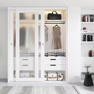 Tengyu nội thất một Lites Trắng PVC <span class=keywords><strong>Closet</strong></span> bỏ qua cửa trượt với phần cứng Kit - Product Image 2