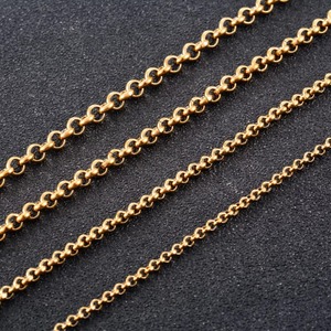 Collier long en acier inoxydable, chaîne à maillons ronds Rolo, collier ras du cou pour femmes et hommes, bijoux plaqués or, accessoires pour le cou - Product Image 2