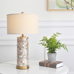 <b>Table</b> Lamp Seashell Mosaic Base E26 LED Bulb Warm Light Living Room Bedroom <b>Study</b> Decor - Product Image 2
