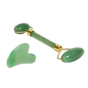 Gua sha-Rodillo de cuarzo rosa para masaje facial, rodillo de jade de cristal para belleza facial, venta al por mayor de fábrica