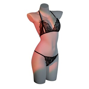 Conjunto de Lencería Sexy de Encaje Lemon Story, 3 Piezas, Semitransparente, Conjunto de Sujetador Rosa para Mujer, Disfraz de Tentación - Product Image 4