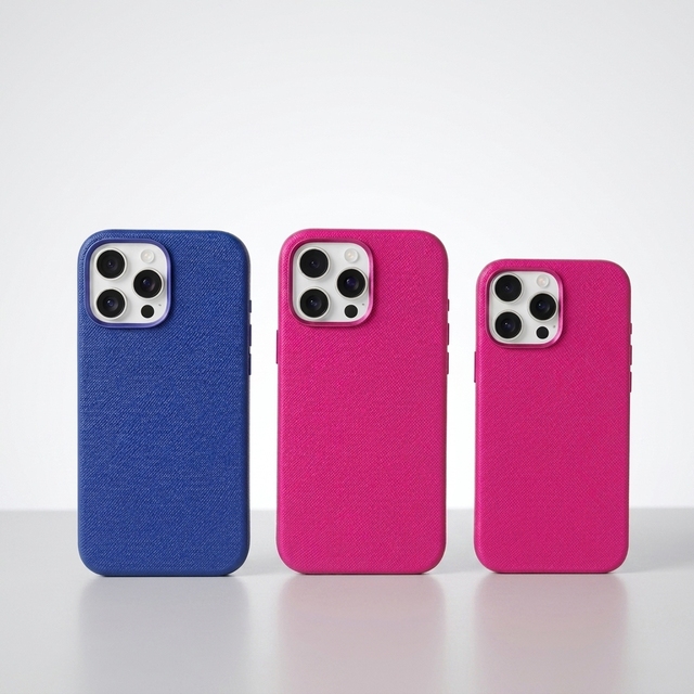 Stock Cute Saffiano Leather Luxury Phone Case for 16 Pro Max-Shockproof Magnetic Ring Holder Embossed Design