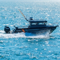 Bateau de pêche familial en aluminium avec poste de pilotage, croiseur de week-end en alliage de 25 pieds, bateau facile à manier pour les loisirs et le sport