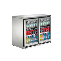 Nouveau mini-réfrigérateur à bar, 2 portes, vitrine, température unique, refroidissement par air, armoire de refroidissement pour bar, acier inoxydable, numérique, 4