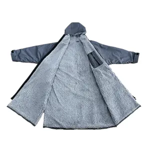 Robe à langer imperméable pour adultes, veste de plage imperméable, coupe-vent d'extérieur, manteau avec doublure polaire, Poncho