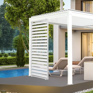 Pantalla de privacidad de aluminio de tamaño personalizado, pared de obturador lateral para pérgola exterior, presión natural, a prueba de viento para accesorios de balcón - Product Image 1