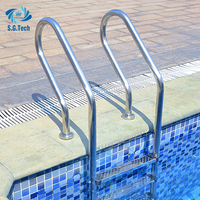 Échelle de piscine extérieure MU, échelle de piscine rétractable, prix d'usine, acier inoxydable 304, 3 marches, antidérapante, en acier inoxydable ou en plastique