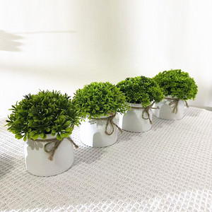 Nueva Planta Artificial Esférica Verde con Lazo de Cuerda de Cáñamo, Pequeño Bonsái en Maceta, Hecho a Mano, para Hogar, Balcón, Entrada, Exterior - Product Image 1