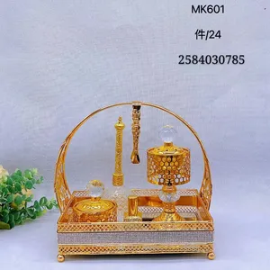 best-selling Arabian metal incense burner set charcoal aroma stove middle east gold mabkhara burner set