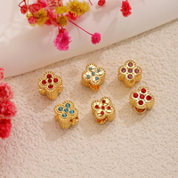 Perles entretoises en acier inoxydable 304 en forme de fleur à grand trou, incrustées de zircon cubique, perles en vrac pour la fabrication de bijoux DIY, vente en gros