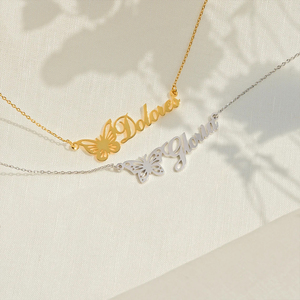Collana con nome farfalla in acciaio inossidabile personalizzata moda donna con catena a maglie nuova gioielleria Dropshipping con ciondolo personalizzato - Product Image 5