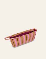 BSCI Hochwertige Retro Rosa Khaki Vertikale Canvas Reise-Toilettentasche mit Fächern und Gestreiftem Design