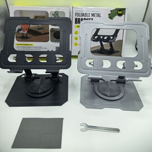Foldable Metal Phone Tablet <b>Stand</b> 360 Degree Rotatable Universal Holder Black Silver Color For iPad <b>iPhone</b> iPod Touch - Product Image 1